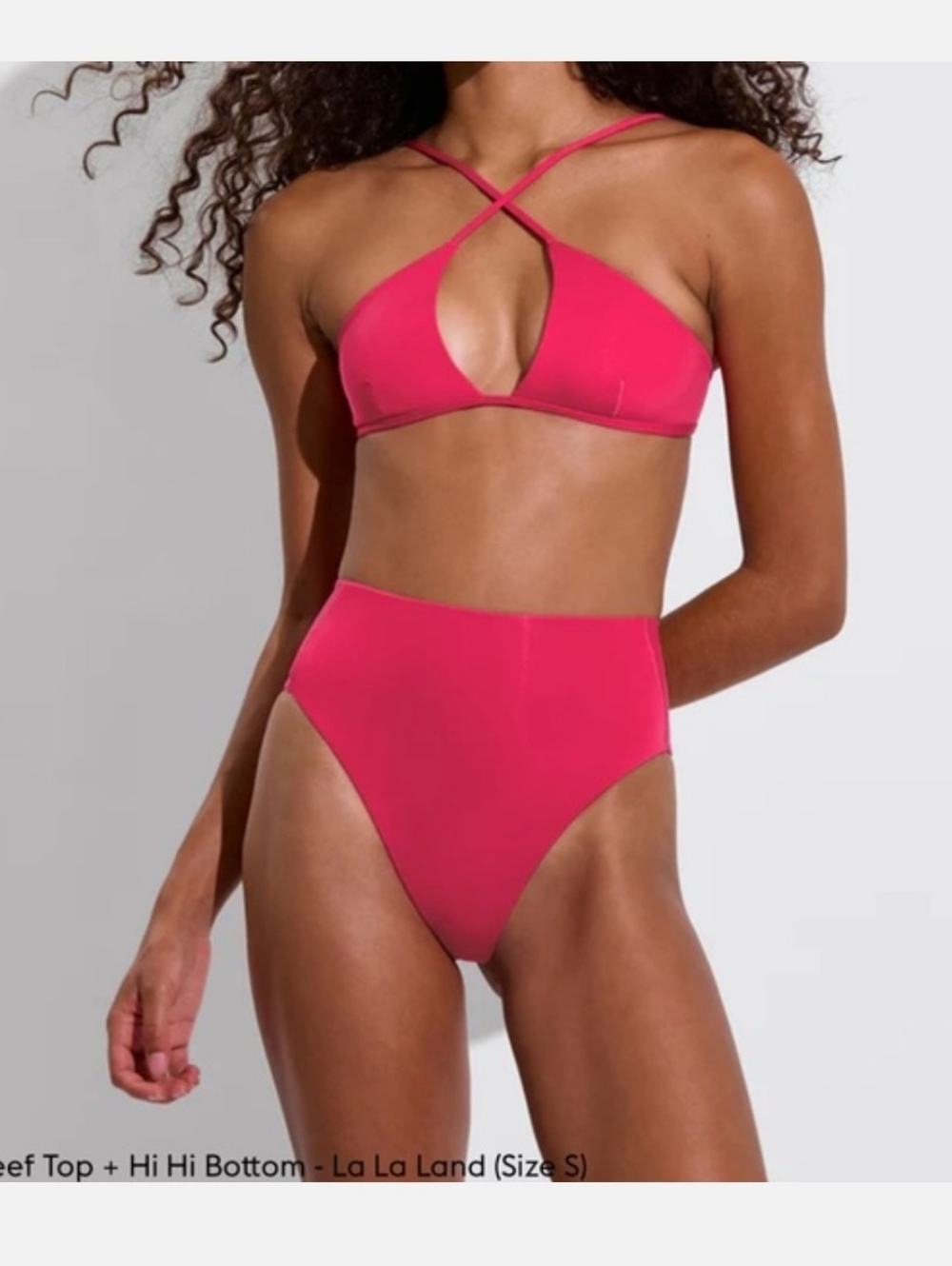 Left On Friday Pink Crisscross Keyhole Bikini Set